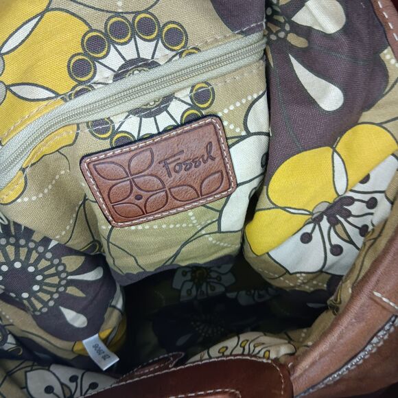 Vintage Fossil Brown Soft Leather Satchel Tote Doctor Messenger Bag With Strap - Picture 9 of 13